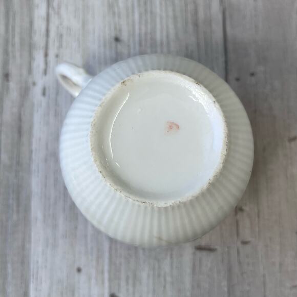 Vintage White Pink Floral Accent Gold Trim Mustache Guard Mug Cup Decor - Picture 8 of 13